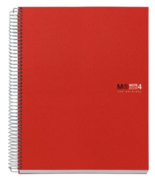 Spirálfüzet A/7 100 lapos, négyzetrácsos MQ "Notebook" 4 piros