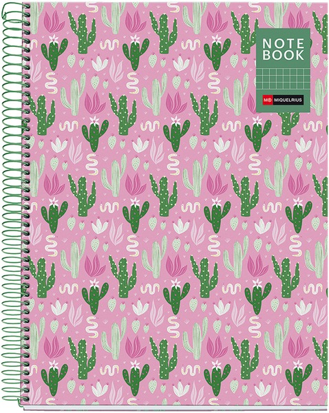 Spirálfüzet A/4 80 lapos, négyzetrácsos MQ "Natura" Cactus