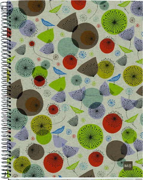 Spirálfüzet A/4 4x30 lapos, vonalas, újrahasznosított MQ "ECO" Birds