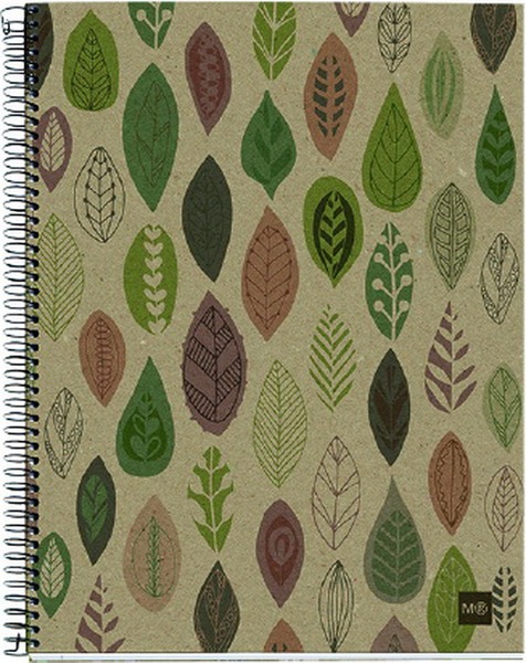Spirálfüzet A/4 4x30 lapos, sima, újrahasznosított MQ "ECO" Leaves