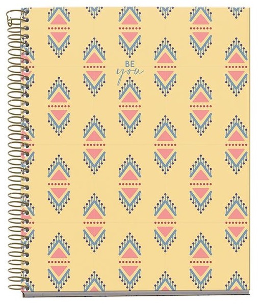 Spirálfüzet A/5 4x30 lapos, négyzetrácsos, újrahasznosított MQ "Boho Chic" Indian