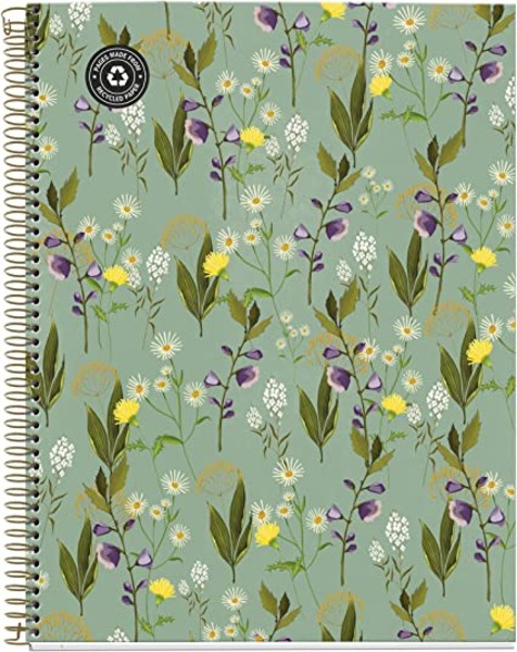 Spirálfüzet A/4 4x30 lapos, vonalas MQ "Garden" Green