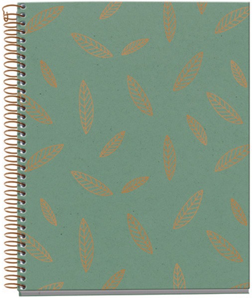 Spir&aacute;lf&uuml;zet A/5 4x30 lapos, sima MQ "Leaves" Mallorca z&ouml;ld