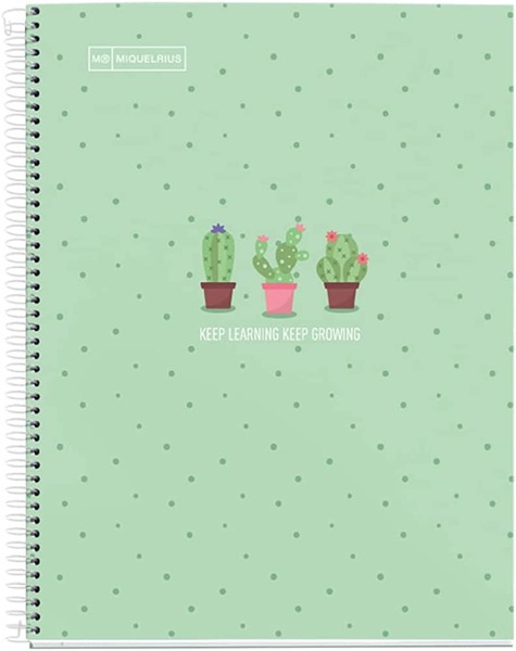 Spirálfüzet A/4 80 lapos, négyzetrácsos MQ "Cactus" menta