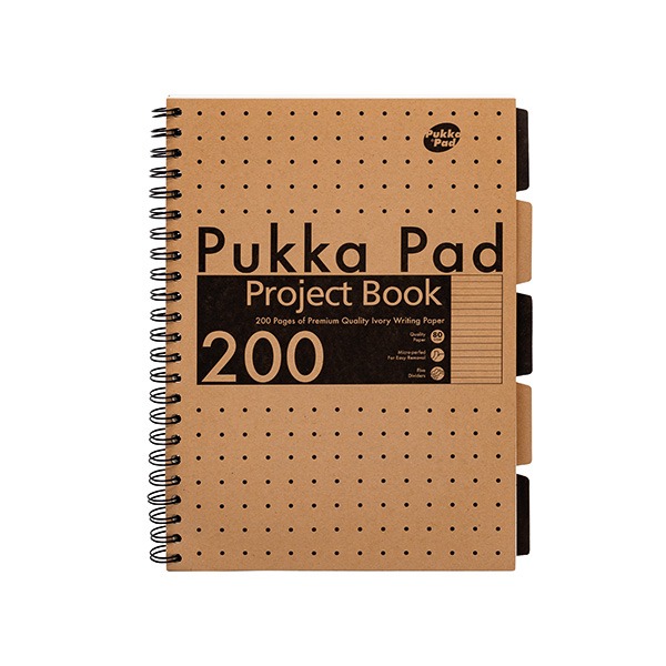 Spirálfüzet A/4 100 lapos, vonalas Pukka Pad "Project Book" Kraft