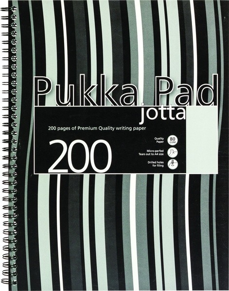 Spirálfüzet A/4 100 lapos, vonalas Pukka Pad "Jotta Pad" fekete-fehér