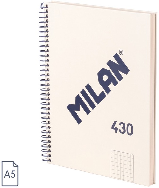 Spirálfüzet A/5 80 lapos, négyzetrácsos Milan "1918 Series" bézs