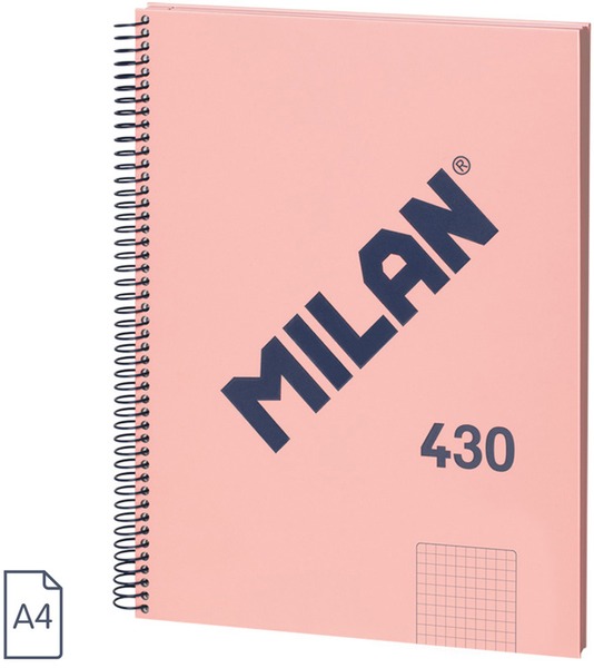 Spirálfüzet A/4 80 lapos, négyzetrácsos Milan "1918 Series" rózsaszín