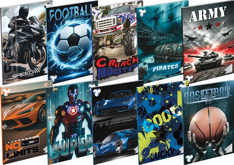 Füzet A/5 32 lapos, négyzetrácsos 27-32, 10 db/csomag T-Creativ "Boys"