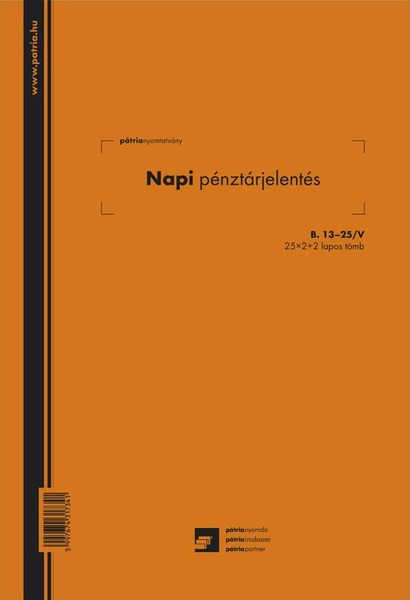 Napi pénztárjelentés B.13-25/V A/4 25x2+2 lapos Pátria