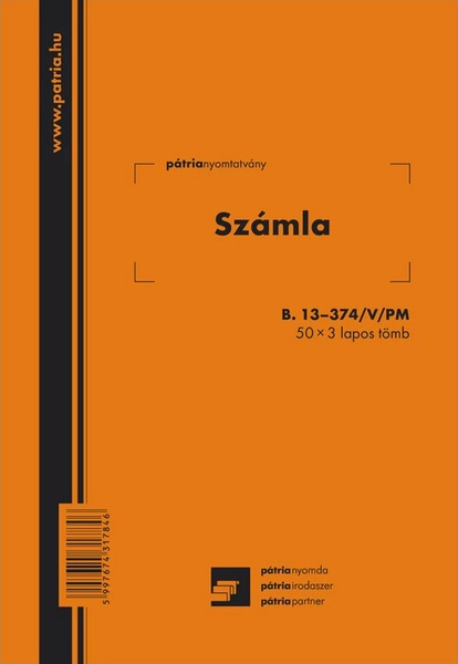Sz&aacute;mla B.13-374/V/PM A/5 50x3 lapos P&aacute;tria
