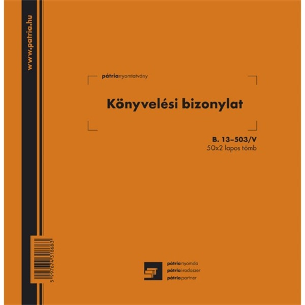 Könyvelési bizonylat B.13-503/V 203x198 mm 50x2 lapos Pátria