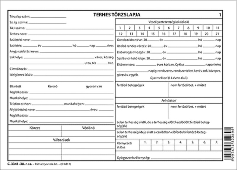 Terhes t&ouml;rzslap C.3341-38 A/5 6 lapos P&aacute;tria