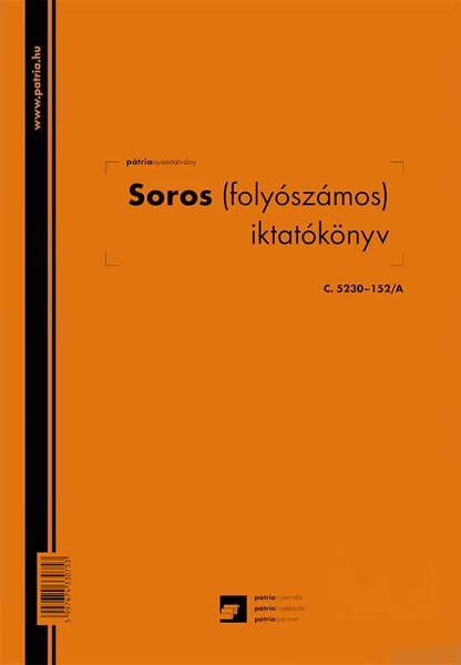 Soros (folyószámos) iktatókönyv C.5230-152/A A/4 100 lapos Pátria