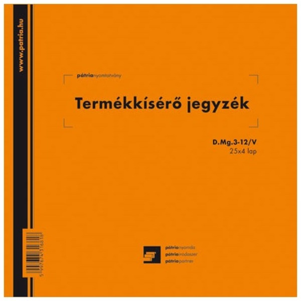 Termékkísérő jegyzék D.MG.3-12/V 25x4 lapos Pátria