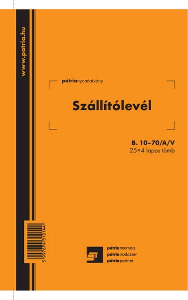 Szállítólevél B.10-70/A/V A/5 25x4 lapos Pátria