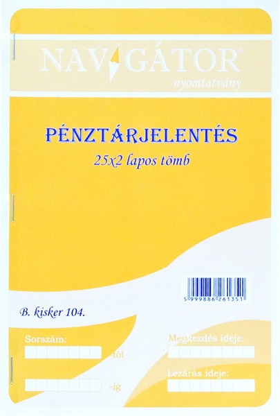 Pénztárjelentés B.Kisker 104 A/5 25x2 lapos Navigátor
