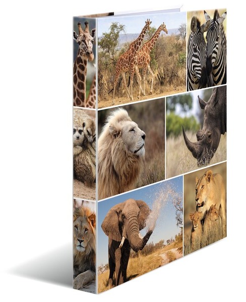 Gyűrűskönyv A/4 35 mm, 4 gyűrűs, karton Herma "Animals" Africa