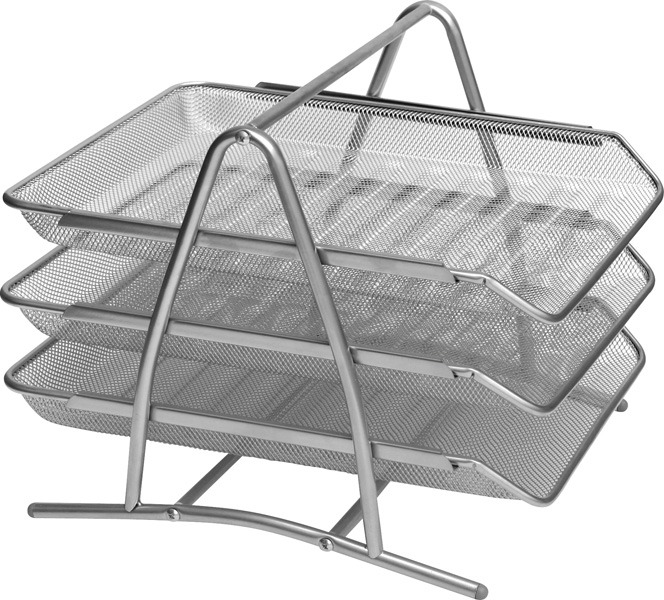 Irattálca fémhálós, 3 emeletes ezüst