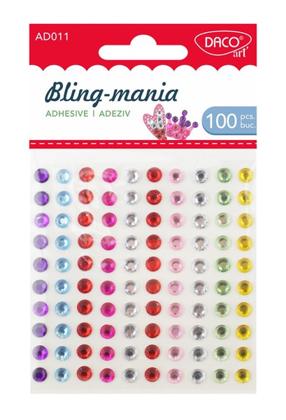 Strasszkő, öntapadós 100 db/csomag Daco "Bling-mania" vegyes színek