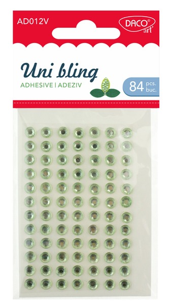 Strasszkő, öntapadós 7 mm 84 db/csomag Daco "Uni bling" zöld