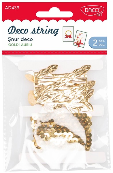 Dekorációs zsineg, textil 2x1 m Daco arany