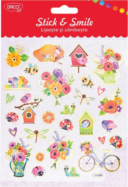 Matrica, fólia Daco "Stick & Smile" virágok