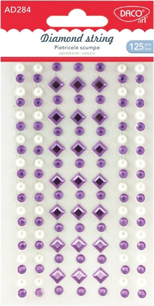 Strasszkő, öntapadós 125 db/csomag Daco "Diamond string" lila