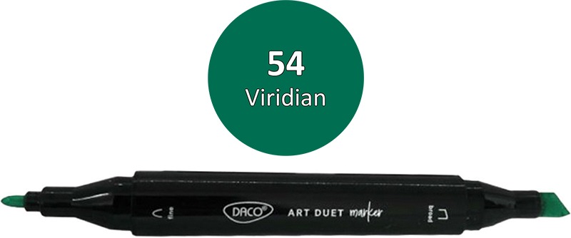 Alkoholos marker kétvégű, vágott és gömb Daco "Art Duet" 54 viridián zöld