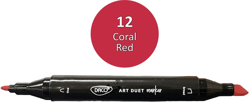 Alkoholos marker kétvégű, vágott és gömb Daco "Art Duet" 12 korall