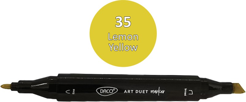Alkoholos marker kétvégű, vágott és gömb Daco "Art Duet" 35 citromsárga