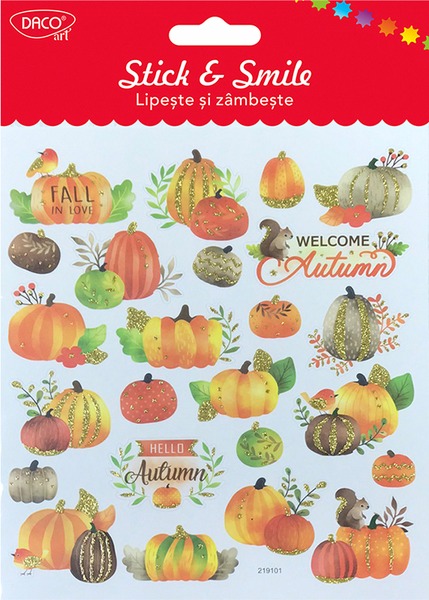 Matrica, glitteres Daco "Stick & Smile" ősz