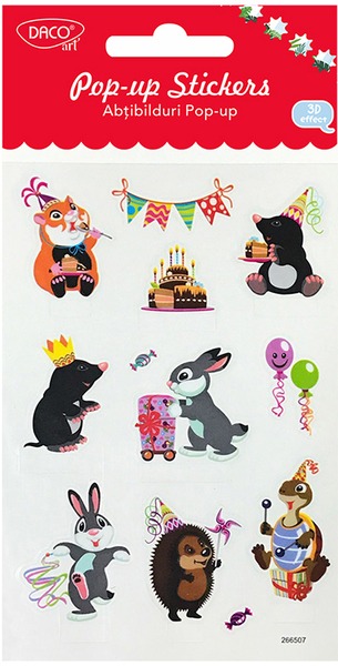 Matrica, dombor Daco "Pop-up Stickers" állatok