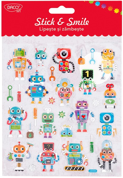 Matrica, fólia Daco "Stick & Smile" robotok