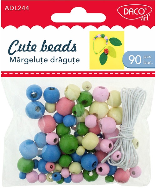 Fa golyó, fűzhető, vegyes méret Daco