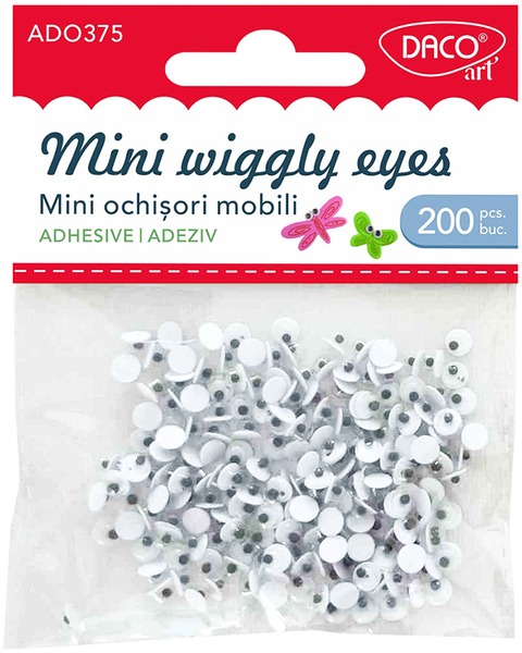 Mozgó szem 5 mm 200db/csomag Daco fekete-fehér