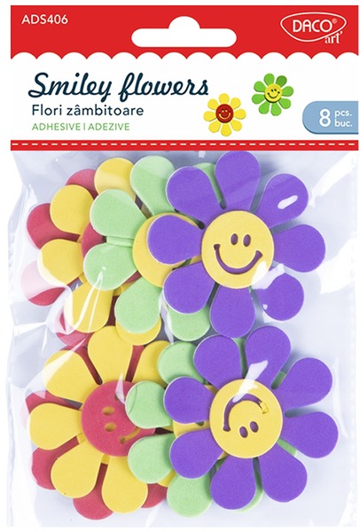 Dekorgumi forma, virágok Daco "Smiley flowers"