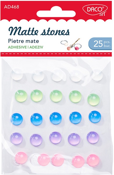 Félgyöngy, öntapadós Daco "Matte stones" vegyes színek