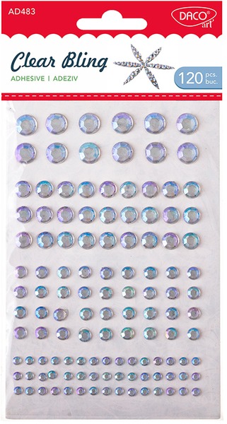 Strasszkő, öntapadós 120 db/csomag Daco "Clear Bling" áttetsző