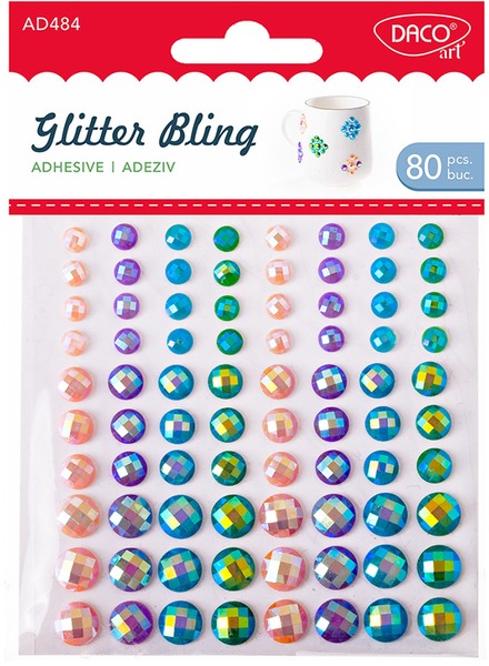 Strasszkő, öntapadós 80 db/csomag Daco "Glitter Bling" vegyes színek
