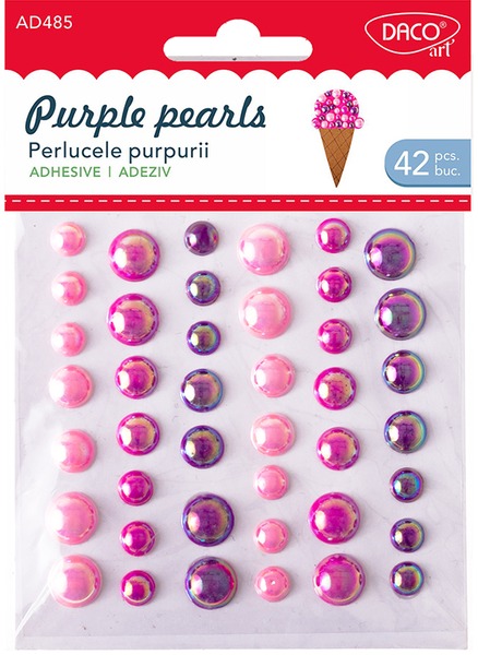 Félgyöngy, öntapadós Daco "Purple pearls" lila