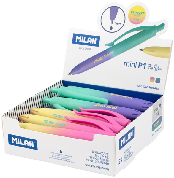 Golyóstoll 1 mm Milan P1 "Touch" Mini "Sunset" kék