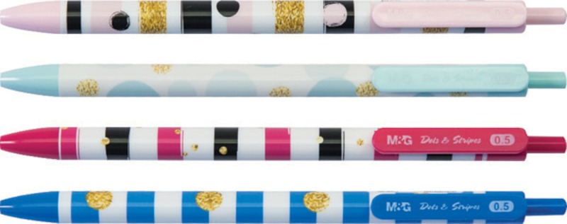 Golyóstoll 0,5 mm M&G "Dots&Stripes" kék