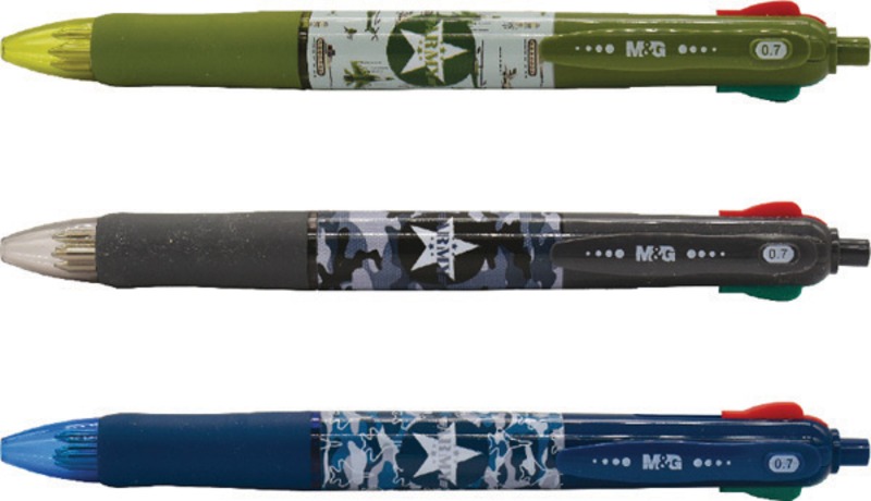 Golyóstoll 0,7 mm M&G "Army" négyszínű