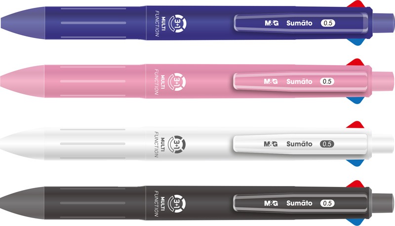 Golyóstoll 0,7 mm M&G "Sumato" négyszínű