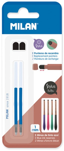 Golyóstollbetét 1 mm 2 db/bliszter Milan "Stylus" kék