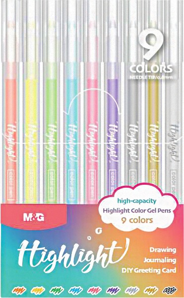 Zseléstoll készlet 0,6 mm M&G "Highlight" 9 szín