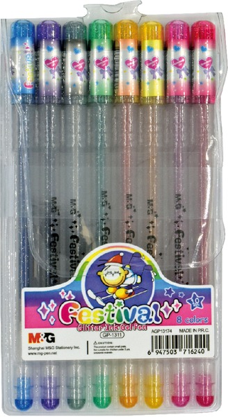 Zseléstoll készlet 1 mm glitteres M&G "Festival" 8 szín