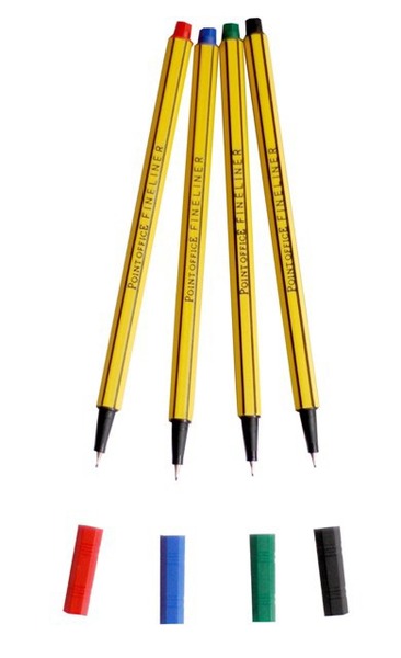 Tűfilc készlet 0,4 mm d.rect "Fineliner" 4 szín