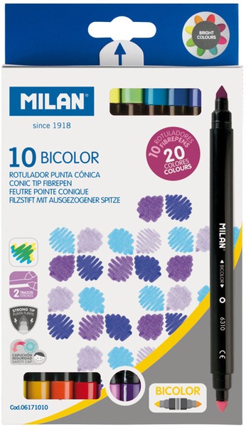 Filctoll készlet 5-10 mm kétvégű Milan 6310 10/20 szín